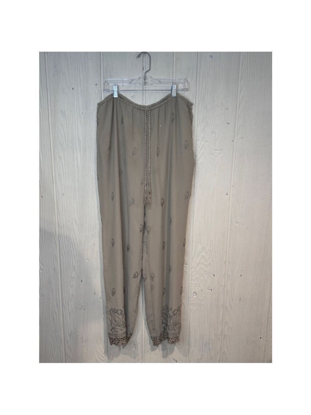 Soft Surroundings Wide Leg Lace Pants Beige TXL